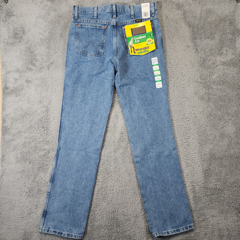 Wrangler 936 Slim Fit Jeans Mens 31x32 Cowboy Cut Western Light Wash Denim NWT - Picture 4 of 10